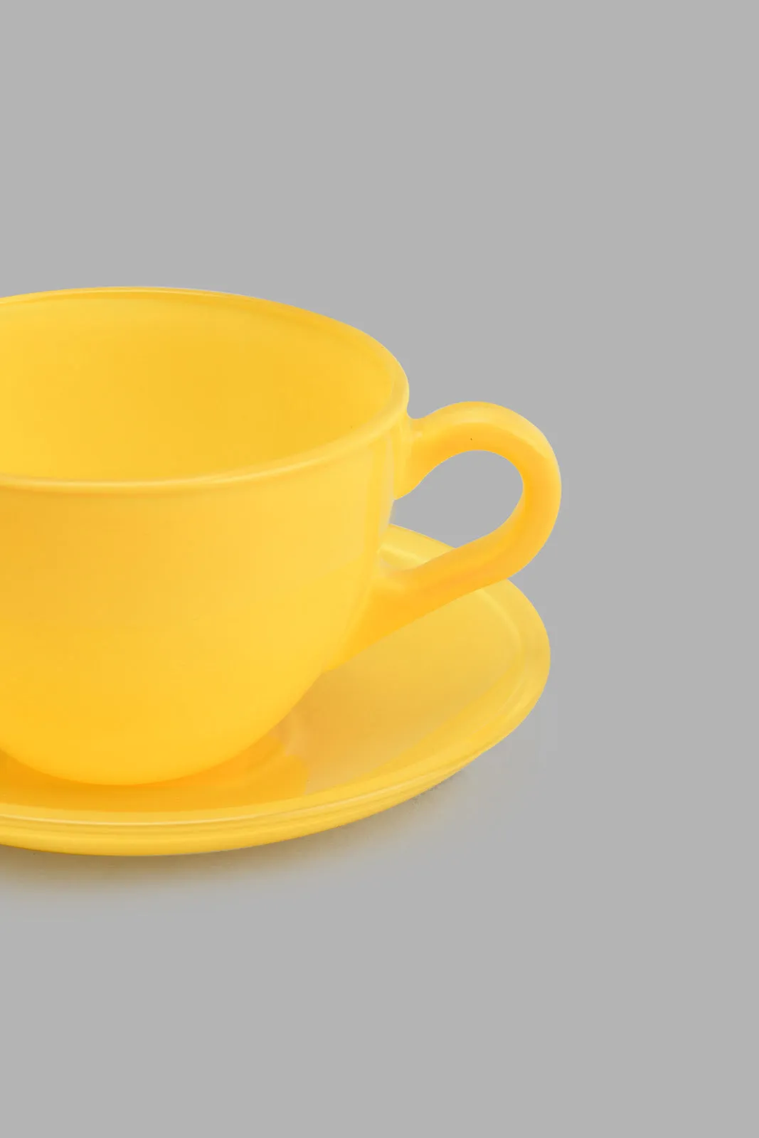 Yellow Glass Cup And Saucer (2 Piece)