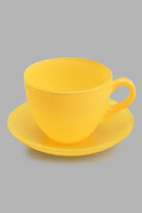 Yellow Glass Cup And Saucer (2 Piece)