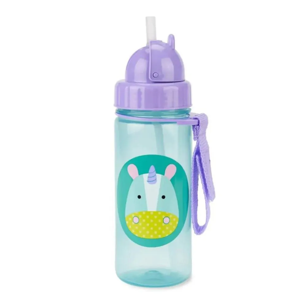 Zoo Straw Bottle, 390ml - Unicorn