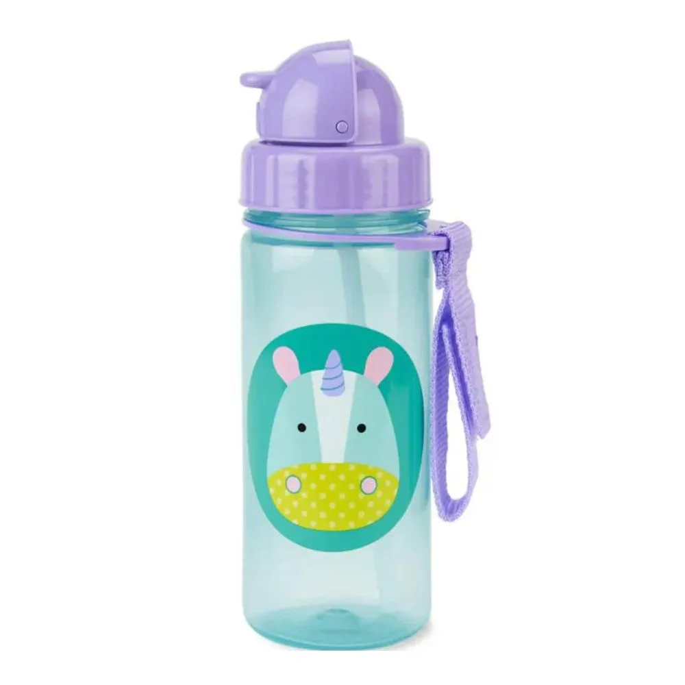 Zoo Straw Bottle, 390ml - Unicorn